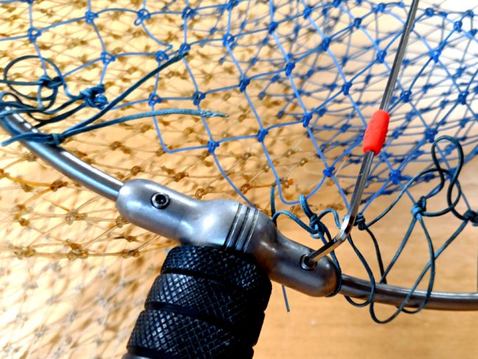 チタンシステム 64チタン ワンピース 玉枠 ＋ PE10号 手編み タモ網 セット (迷彩柄, 30cm)
